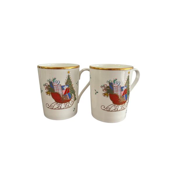 Mikasa Christmas Cheer Bone China Tea Cup Discontinued - set of two! - Picture 1 of 6